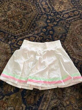 Lilly Pulitzer White Skater Skirt with Pink & Mint Stripes